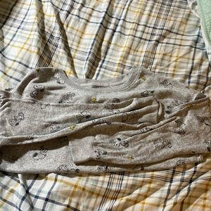 Snoopy print long sleeve shirt small gray